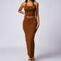 YM TWO PIECE HALTER SET [BROWN]