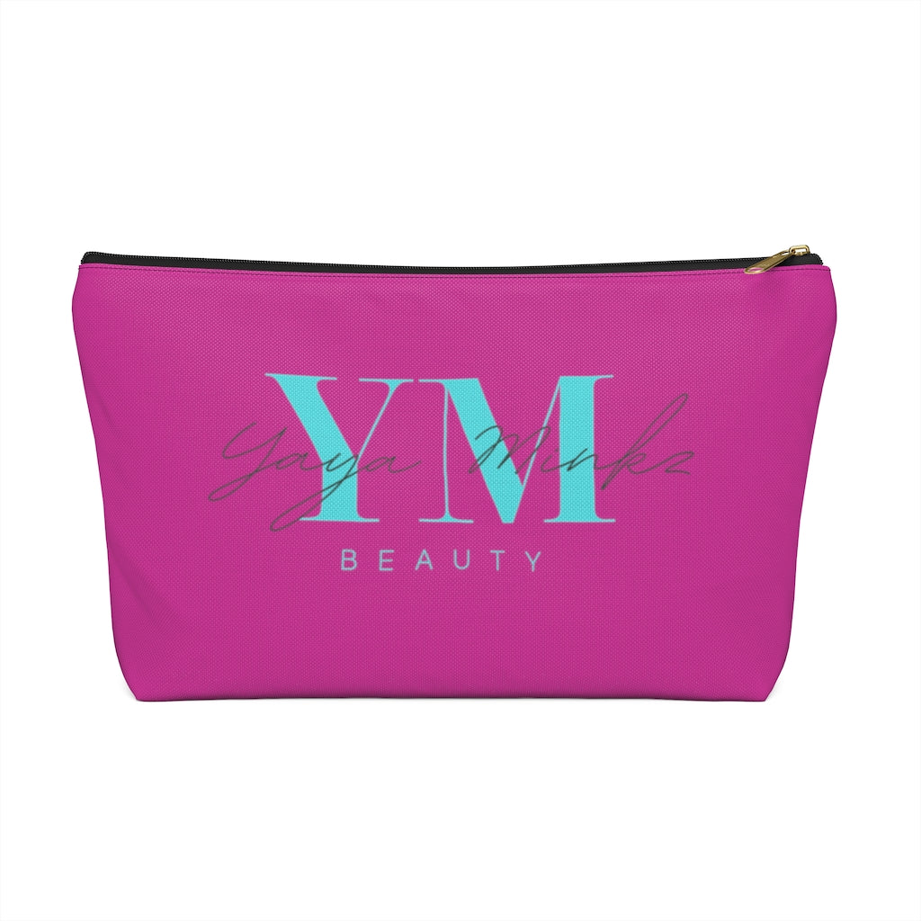 YAYA MINKZ MAKEUP POUCH W T-BOTTOM [HOT PINK]